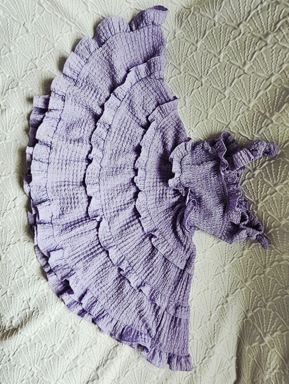 Planet Gold 3T Girls Lavender Smoked Tiered Ruffle Accent Sundress Tie Straps